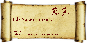 Récsey Ferenc névjegykártya
